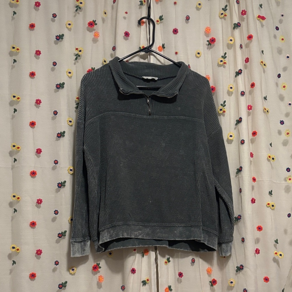 Peach Love California Gray Quarter-Zip Top
